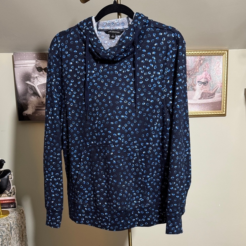 EUC Zac & Rachel Navy and Light Blue Patterned Sweater Hoodie Soft